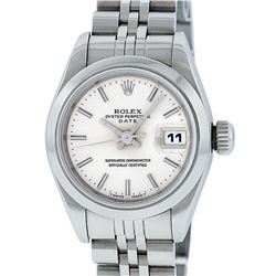 Rolex Ladies Stainless Steel Silver Index 26MM Quickset Datejust Wristwatch With