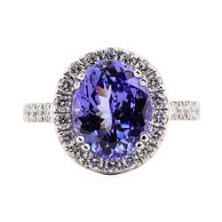 4.46 ctw Tanzanite and Diamond Ring - Platinum