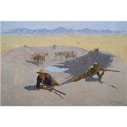 Frederic Sackrider Remington  - Fight for the Waterhole