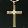 Image 3 : Antique Esemco 14kt Two Tone Gold Diamond Cross Pendant Necklace