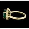 Image 3 : 3.40 ctw Emerald and Diamond Ring - 14KT Yellow Gold