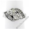 Image 1 : Art Deco Platinum 1.48 ctw Old European and Baguette Cut Diamond Bypass Ring