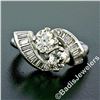 Image 4 : Art Deco Platinum 1.48 ctw Old European and Baguette Cut Diamond Bypass Ring