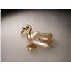 18K YG Gold Diamond Biwa Pearl Duck Brooch Pin #1380441