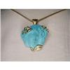 18K Gold Turquoise Carved Cameo Pendant Brooch #1380447