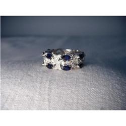 Estate 14K WG Sapphire Diamond Filigree Band #1380472