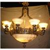 Image 1 : Alabaster stone and casted bronze chandelier.  #1380538