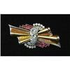 Image 1 : Platinum & Gold  Retro Pin With Diamonds #1380757