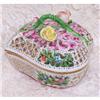 Image 1 : Pierced Heart Box w/Applied Flowers Gold HEREND#1391871