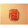 Estate 14K YG Diamond Carved Cameo Coral Brooch#1392075