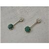 Estate 14K WG Emerald Diamond Drop Earrings #1392079