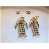 Estate 14K YG Gold Sapphire Penguin Earrings #1392081