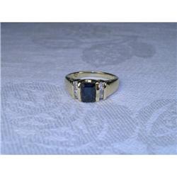 Estate 14K YG 1 CT Carat Sapphire Diamond Ring #1392113