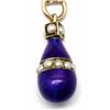 Image 1 : Gold, translucent blue enameled pendant #1392292