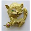 Image 1 : Gold Cat Pin with Jewels #1392304