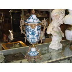 FRENCH STYLED BRONSE & PORECLAIN URN #1392320