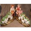 Image 1 : ITALIAN Majolica SWANS Children PAIR Signed #1401277