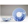 Japanese Hirado Blue White Iris Cup & Saucer #1401918