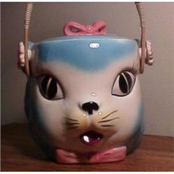 Japan cat basket handle jar #1402699