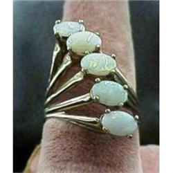 Ring with 5 opals set on a diagonal in 14kt #1402711