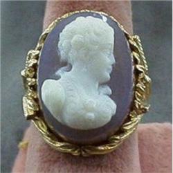 Cameo ladies 14kt gold ring with hardstone #1402715