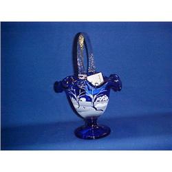 Fenton Art Glass Canaan Valley Cobalt Basket #1402750