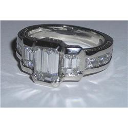 3.51 carats Platinum EMERALD diamond engagement#1402872