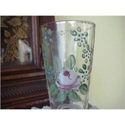 ROSES PAINTED GLASS VASE VICTORIAN SHABBY CHIC #1403283