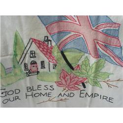 1920s EMBROIDERED CUSHION COVER BLESS HOME  #1403293