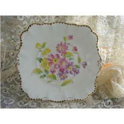 GORGEOUS PINK ROSES HP CAKE PLATE CHIC #1403310