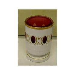 Milk to Ruby Glass Bohemian Toothpick Holder #1403461