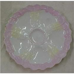 Lovely German Oyster Plate Pink /Yellow  Trim #1403589