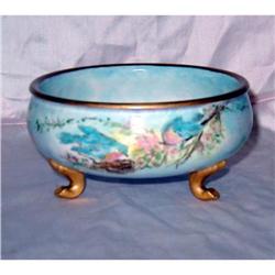 Lovely Limoges Blue Bowl with Birds & Bloom #1403595