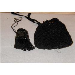 2 Black Victorian Mourning bags/Purses #1403598