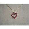 Image 1 : Estate 14K Gold Ruby Diamond Heart Pendant #1418909