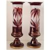 Image 1 : Pair of Antique Frosted and Ruby - Colored #1419286