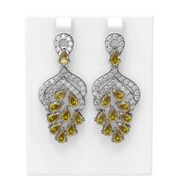 11.41 ctw Canary Citrine & Diamond Earrings 18K White Gold - REF-289N8F