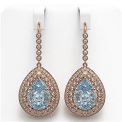 35.24 ctw Sky Topaz & Diamond Victorian Earrings 14K Rose Gold - REF-448Y9X