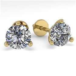 1.0 ctw Certified VS/SI Diamond Stud Earrings Martini 14k Yellow Gold - REF-142F5M