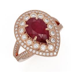 5.12 ctw Certified Ruby & Diamond Victorian Ring 14K Rose Gold - REF-161F8M