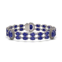 34.17 ctw Sapphire & Diamond Bracelet 14K White Gold - REF-247M2G