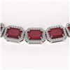 Image 3 : 58.59 ctw Ruby & Diamond Micro Pave Halo Necklace 10k White Gold - REF-777A8N
