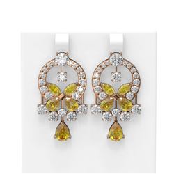 13.28 ctw Citrine & Diamond Earrings 18K Rose Gold - REF-800H2R