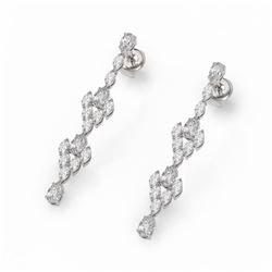 5.28 ctw Pear & Marquise Diamond Earrings 18K White Gold - REF-621N3F