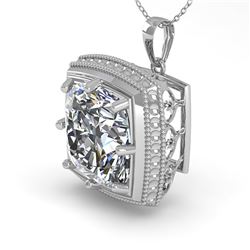 1 ctw VS/SI Cushion Cut Diamond Necklace Art Deco 18k White Gold - REF-332F8M