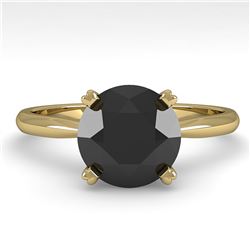 2.0 ctw Black Diamond Engagment Designer Ring 14k Yellow Gold - REF-51N5F