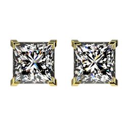 2 ctw Certified VS/SI Quality Princess Diamond Stud Earrings 10k Yellow Gold - REF-478H6R