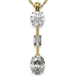 1.75 ctw Oval Cut Diamond Designer Necklace 18K Yellow Gold - REF-386W2H