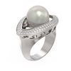 Image 1 : 1 ctw Diamond & Pearl Ring 18K White Gold - REF-169K3Y