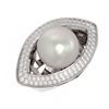 Image 3 : 1 ctw Diamond & Pearl Ring 18K White Gold - REF-169K3Y